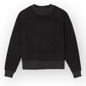 Everlane Crewneck Teddy Sweatshirt Size XXS New Black Relaxed Fit Fleece Comfy
